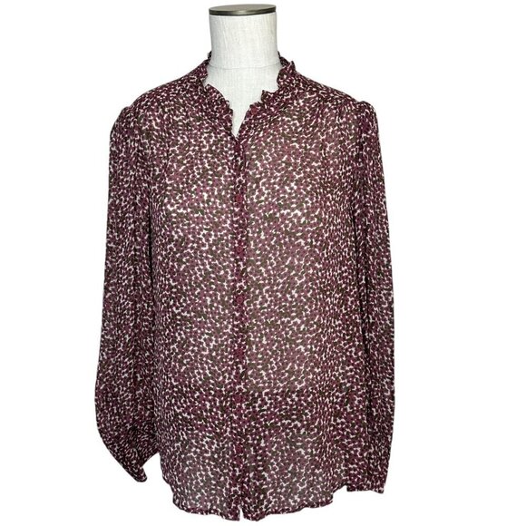 Ba&sh Pabi Printed Ruffle Neck Button Up Blouse Size M - Picture 11 of 15